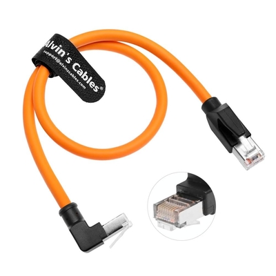 Alvin's Cable Industrial Cat6 Shielded Ethernet Cable Down Angle High Flex Gold Plated 15m Orange for PLC Robotics