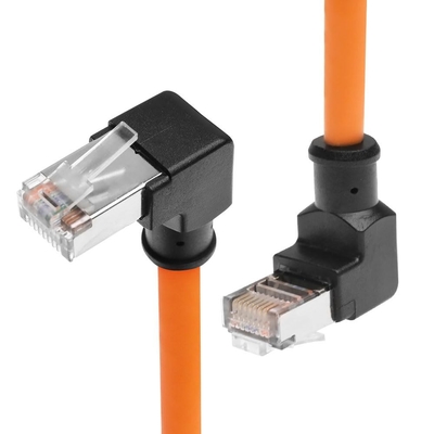 Alvin's Cable Profinet Cat6 Shielded Ethernet Cable Down Angle High Flex Gold Plated 20m Orange for PLC Robotics