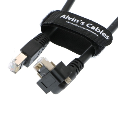 Alvin's Cables CAT6a GigE Vision Cable 3m Shielded Screw Lock Up Angle RJ45