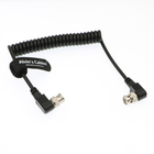 HD SDI Coiled Camera Power Extension Cable Right Angle BNC To Right Angle BNC